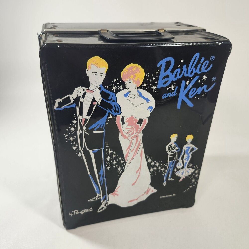 Barbie & Ken Dual Wardrobe Case by Ponytail Vintage 1963 Black Mattel Doll Vinyl